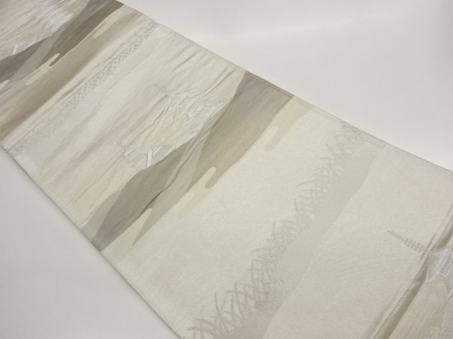 JAPANESE KIMONO / FUKURO OBI / WOVEN TEMPLE SCENERY 